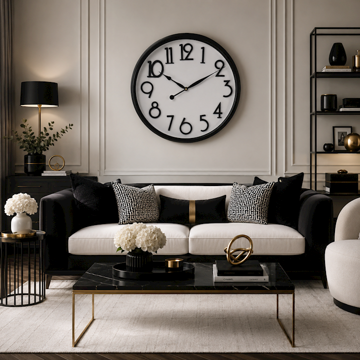 BLACK METAL WALL CLOCK 80x80cm